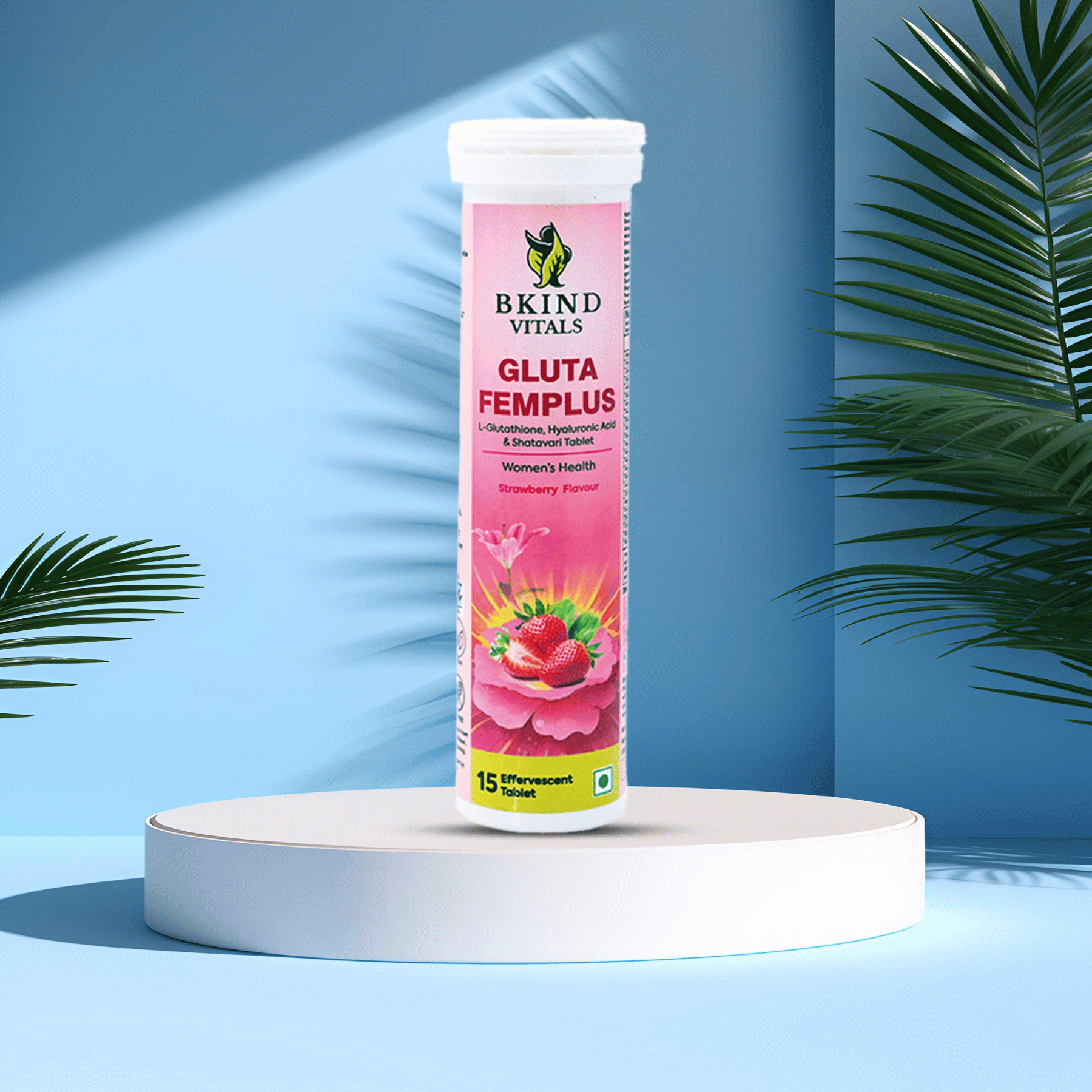 Bkind Vitals Gluta FemPlus Effervescent Tablets – Skin Brightening & Hormonal Balance for Women